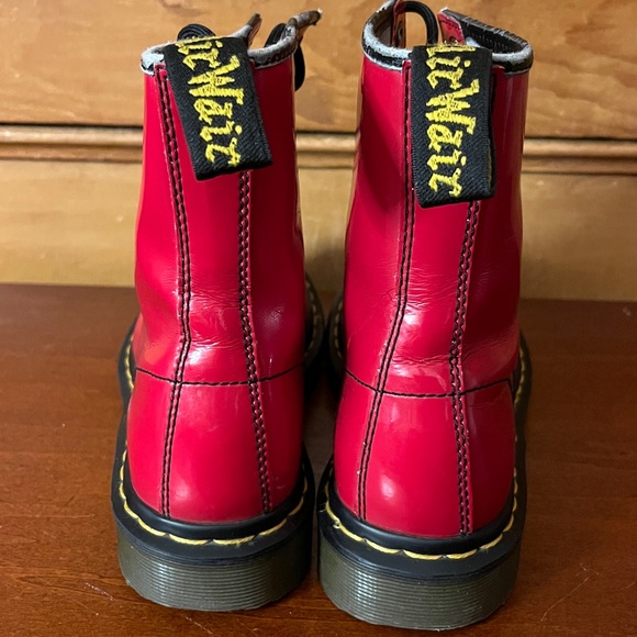 Dr. Martens 1460 Red Patent Leather Combat Boots - Picture 4 of 8